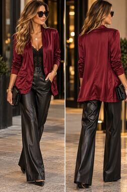 Raquel Allegra Silk Long Sleeve Shawl Lapel Blazer Burgundy Women's Size 1/S